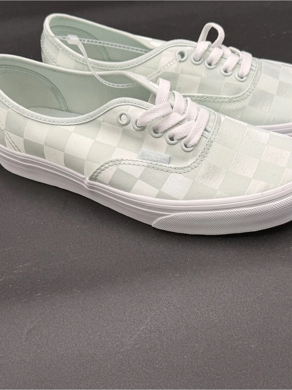 Vans Checkerboard Authentic Sneakers in Mint Green and White - Picture 3 of 4
